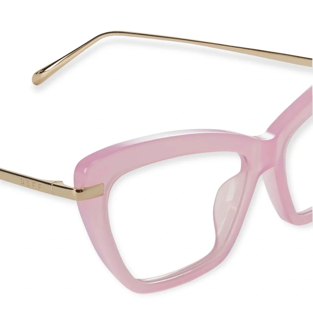 DIFF Mila Bluelight Glasses Coquille Pink & Gold Frame Blue Blocking Lenses